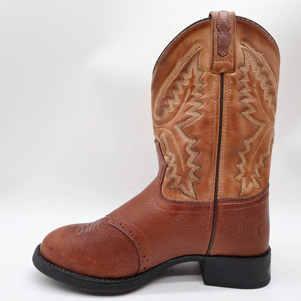 Old West 1936 Western Boots Kids 3.0 Brown Leather NWT